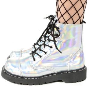 T.U.K. Anarchic Holographic Combat Boots